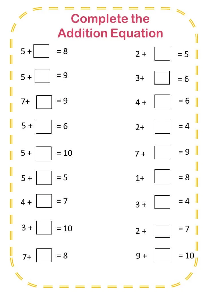 Beginning Addition Worksheets With Pictures