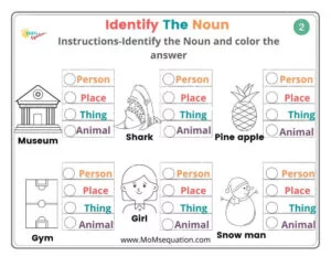 Identifying nouns worksheets |momsequation.com