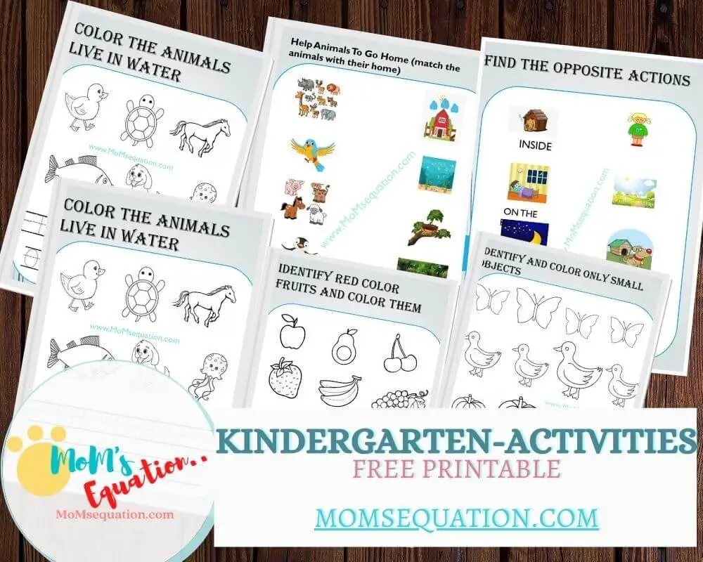 Kindergarten Activities free Printable| momsequation.com