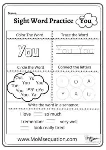worksheets for sight words|momsequation.com
