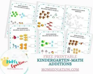 Addition worksheets for kindergarten|momsequation