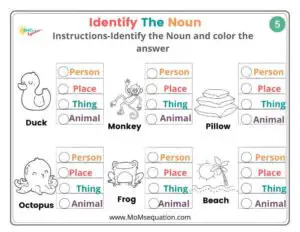 Identifying Nouns worksheets -a free booklet for K,1,2 grade - Mom'sEquation