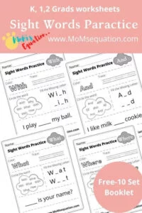 Sight words worksheets PDF |momsequation.com