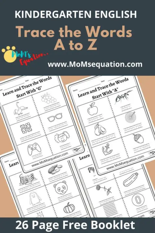 Free Word Tracing A Z Worksheet Booklet For Kindergarten Mom sEquation