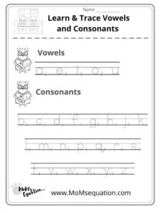 Vowels and consonants worksheets |momsequation.com