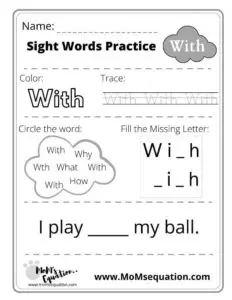worksheets for sightwords|momsequation.com