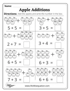Apple Additions for kindergarten|momsequation.com