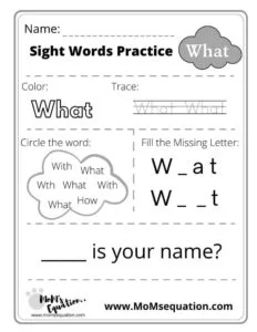 worksheets for sightwords|momsequation.com