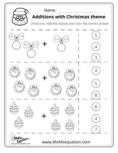 Addition worksheets for kindergarten |momsequation.com