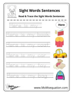 sight words for kindergarten|momsequation.com