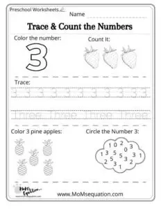 Number writing practice sheets |momsequation.com