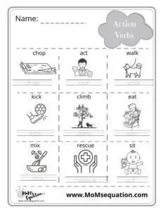 Action verbs worksheets |momsequation.com