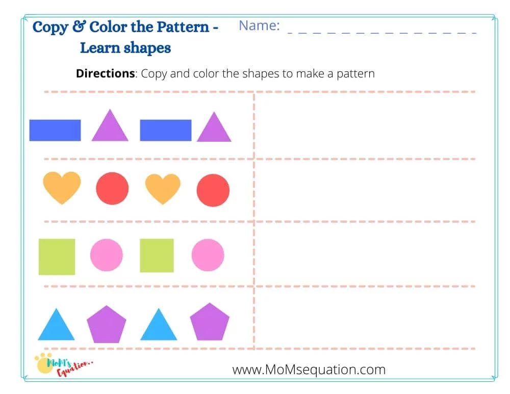 Pattern worksheets for Kindergarten & preschool-Free colorful booklet
