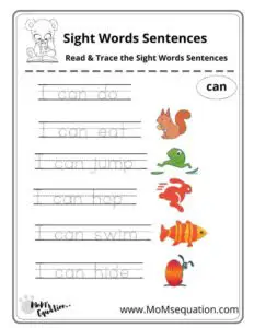 sight words sentences |momsequation.com