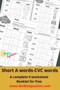 Short A CVC words |momsequation.com