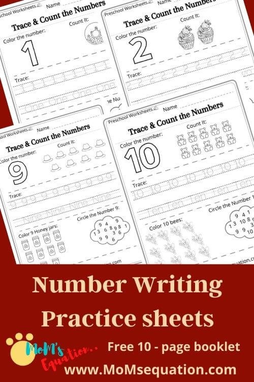 Number Writing Practice Sheets For Pre k Free Worksheet Booklet Pdf Mom sEquation