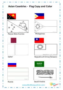Asian flags coloring pages | momsequation.com