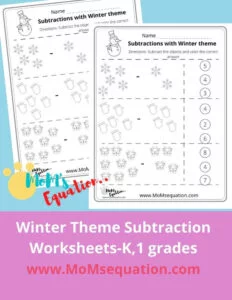 subtraction worksheets for kindergarten|momsequation.com