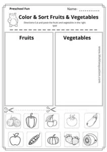 Color & sort the fruits and vegetables |momsequation.com