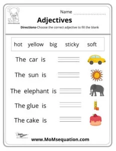 Adjectives worksheets |momsequation.com