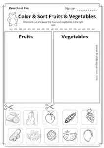 Color & sort the fruits and vegetables |momsequation.com