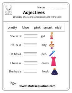 Adjectives worksheets |momsequation.com