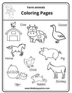 Farm Animals Coloring Pages For Kids- Free Printables - Mom'sEquation