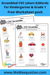 Scrambled CVC words worksheets|momsequation.com