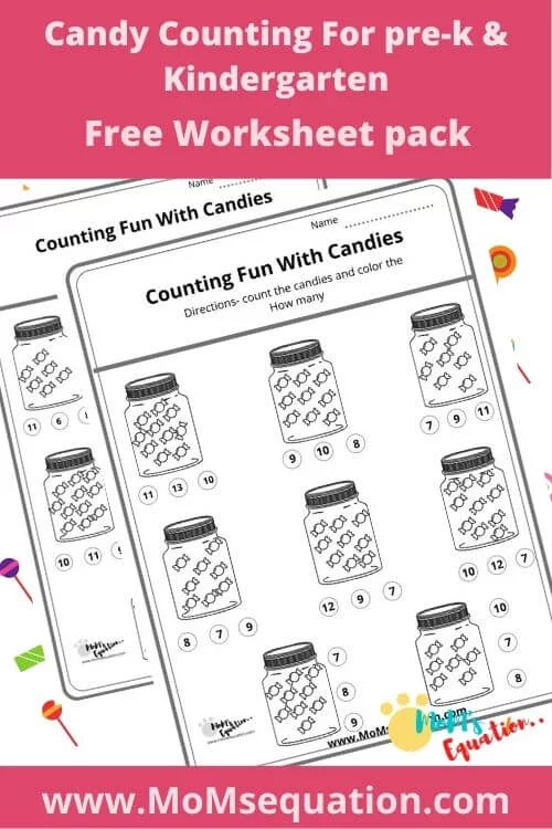 Candy Counting worksheets|momsequation.com