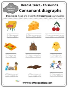 CH diagraph worksheets for kindergarten & grade1