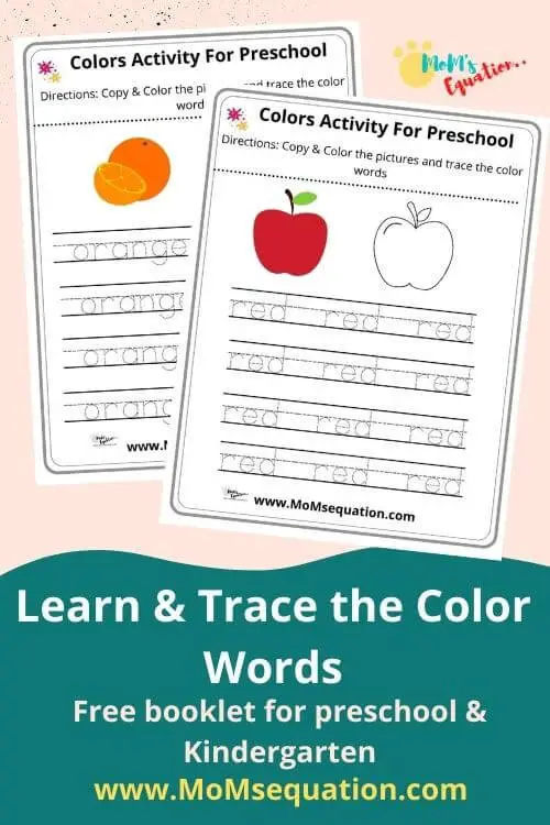 Learn & Trace the color words | momsequation.com