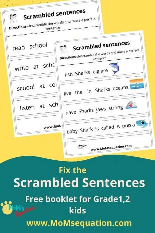 Scrambled Sentences Worksheet Pack Fun While Learn Mom sEquation