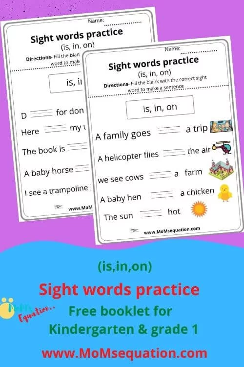 Sight words worksheets pdf | momsequation.com