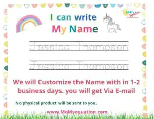 Customize Name tracing practice sheets|momsequation.com
