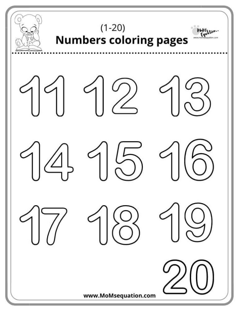 Number Coloring Worksheets For Preschool Free Mom sEquation