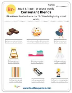 BR consonant blending words worksheets|momsequation.com