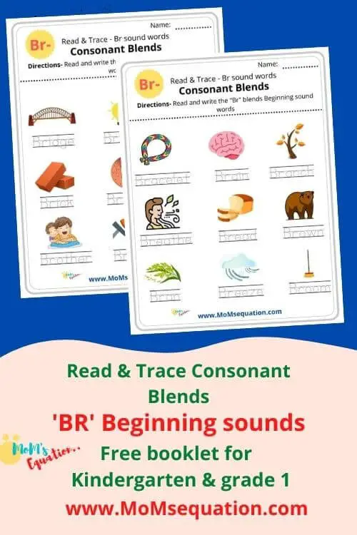 BR consonant blending words worksheets|momsequation.com