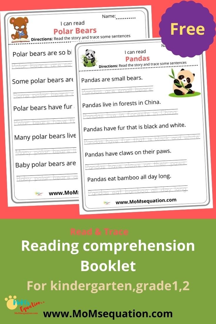Reading Comprehension worksheets for K &amp; Grade 1 - Learn &amp; Trace ...