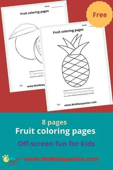 Fruits coloring pages| momsequation.com