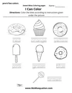 sweet bites coloring pages for preschool|momsequation.com