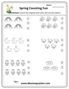 Spring counting worksheets|momsequation.com