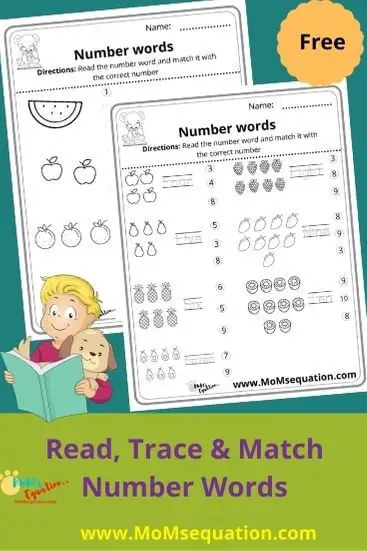 Number words worksheets|momsequation.com