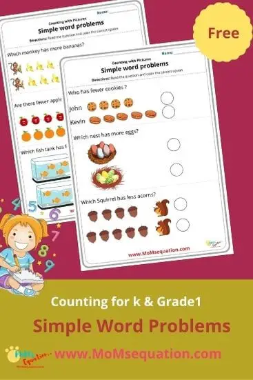 Kindergarten Word problems |momsequation.com