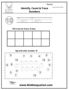 Number writing practice sheets for kindergarten|momsequation.com