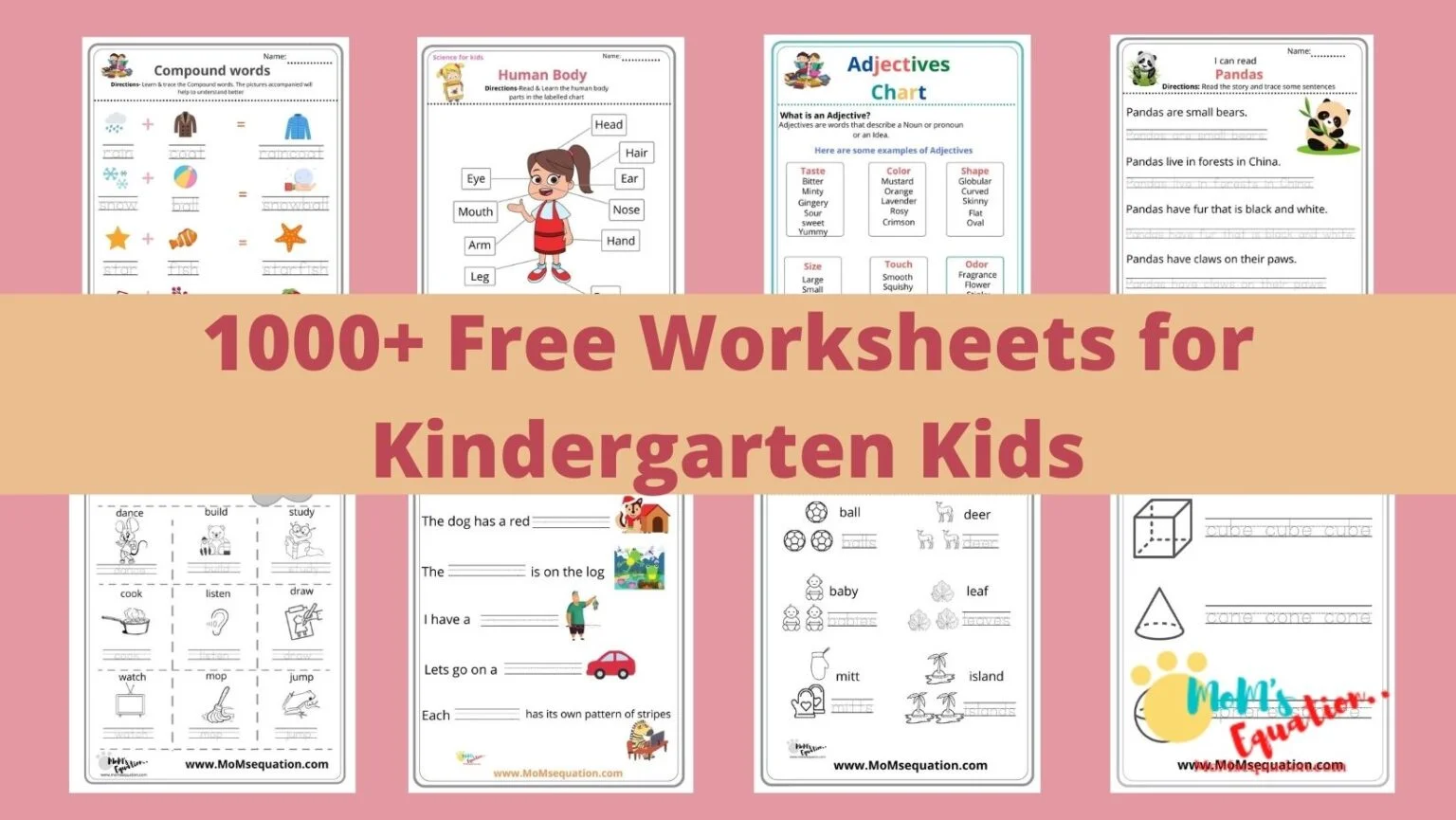 500+ Free Worksheets For Kindergarten English & Math- Ready for ...