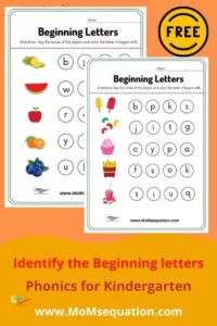 Beginning sounds worksheets for kindergarten|momsequation.com