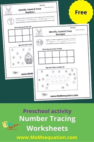 Number writing practice sheets for kindergarten|momsequation.com