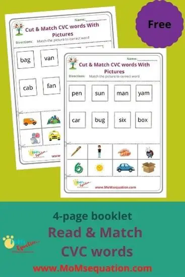 Read & Match CVC words with pictures|momsequation.com