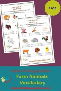 Farm Animals Vocabulary worksheets|MoMsequation.com