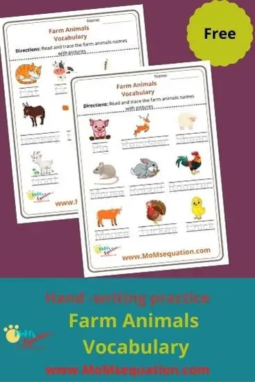 Farm Animals Vocabulary worksheets - Ready For Digital Download -  Mom'sEquation